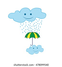 T shirt typography graphic cloud let and rain. Fashion print for sports wear. Template for t shirt, apparel, card, poster. Design element. Rain as symbol of good mood. Vector illustration