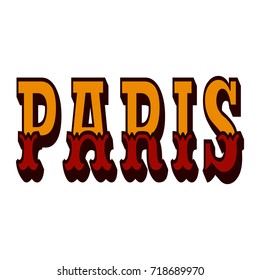 T shirt typography graphic with quote Paris. Fashion print for sports wear. Template for t shirt, apparel, card, poster. Eiffel Tower as symbol of love. Design element. Vector illustration