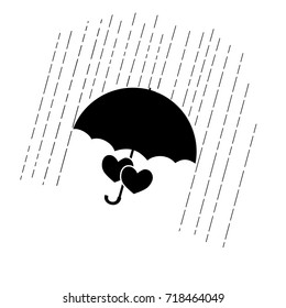 T shirt typography graphic with umbrella and heart couple . Fashion print for sports wear. Template for t, apparel, card, poster. Design element. Couple heart as symbol of love. Vector illustration