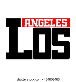 T shirt typography graphics Los Angeles California. Athletic style LA. Fashion stylish print emblem for sports wear. Template for apparel, card, poster. Symbol of american big city Vector illustration