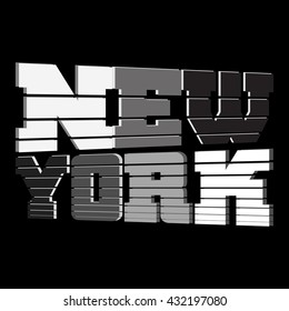 T shirt typography graphics New York. Athletic style NYC. Fashion stylish print for sports wear. Black and white emblem. Template for apparel, card, label, poster. Symbol big city. Vector illustration