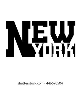 T shirt typography graphics New York. Athletic style NYC. Fashion stylish print for sports wear. Black and white emblem. Template for apparel, card, label, poster. Symbol big city. Vector illustration