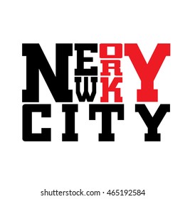 T shirt typography graphics New York. Athletic style NYC. Fashion stylish print for sports wear. Black and white emblem. Template for apparel, card, label, poster. Symbol big city. Vector illustration