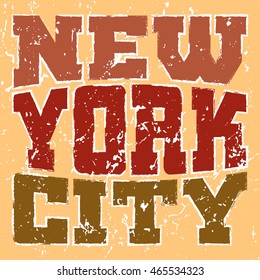 T shirt typography graphics New York. Athletic style NYC. Fashion american stylish print for sports wear. Color on white emblem. Template for apparel, card, poster. Symbol big city Vector illustration