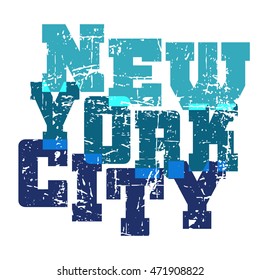 T shirt typography graphics New York. Athletic style NYC. Fashion american stylish print for sports wear. Template for apparel, card, poster. Symbol big city. Vector illustration