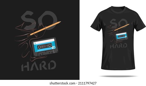 T shirt vector audio tape print design in 90s style.