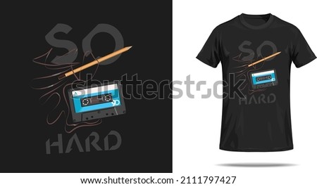 T shirt vector audio tape print design in 90s style.