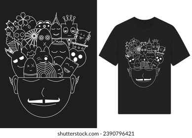 t shirt vector design collection of doodles above the head