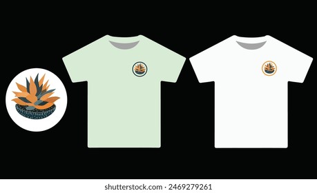  T shirt vector Design in white and off white  color   with flower tub 