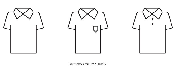 T shirt vector icon in black color, Vector Black outlined t-shirt icon with short sleeves and round neckline on a white background eps 10