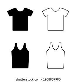 T shirt vector icon set. Singlet illustration sign collection. clothes symbol.