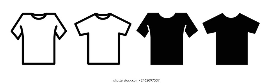 T Shirt vector icon set. football sportswear unisex tshirt cloth sign. polo T Shirt symbol.