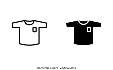 T shirt vector icon set in black and white color.