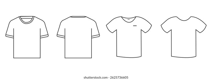 T shirt vector icon set of collections. Clothing symbol. Normal and Jersey T-shirt.