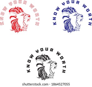 T Shirt vector , Lion illustration with Typography , Quotes