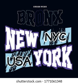 impresión vectorial de camiseta nueva york negro y blanco núcleo bronx usa