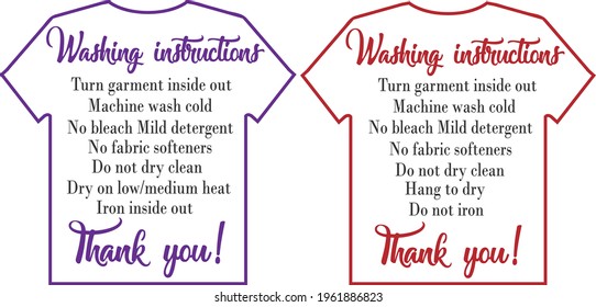 T Shirt Washing Instructions - Care Card design svg