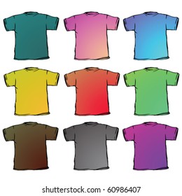 t shirts collection against white background, abstract vector art illustration