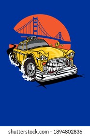 T-Shrit-Design TAXI CAR MONSTER