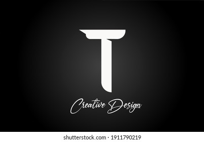T simple alphabet letter logo icon design. Creative and elegant lettering and corporate identity. Template with creative text in black and white
