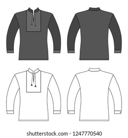 T Slavic shirt vyshivanka man template (front, back views), vector illustration isolated on background