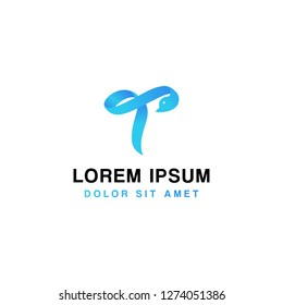 T snake logotype typography logo vector