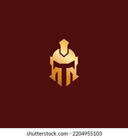 T Spartan Head Logo Design Vector