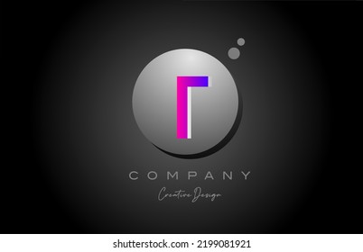 T sphere alphabet letter logo icon design with dot. Pink grey creative template for business and company