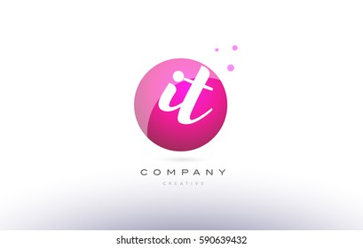 it i t  sphere pink 3d alphabet company letter combination logo hand writting written design vector icon template 