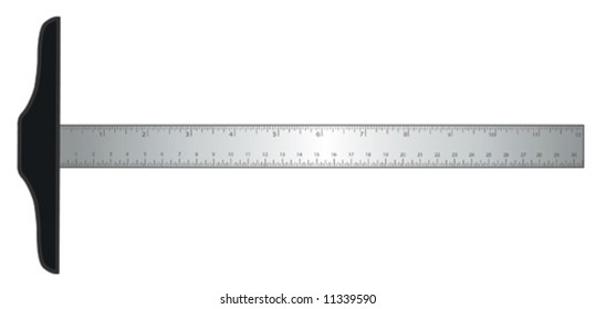 T Square Aluminum Drafting Tool with inch and centimeter measures for architectural and engineering drawing. EPS8 compatible.