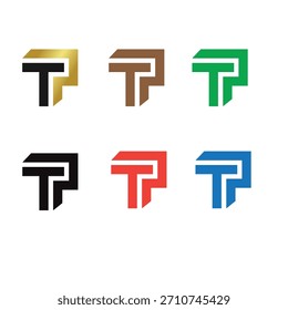 T square logo icon gold element vector technology