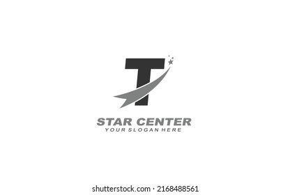 T star logo design inspiration. Vector letter template design for brand.
