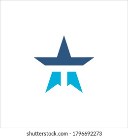 Signo vectorial de diseño de logotipo de estrella T