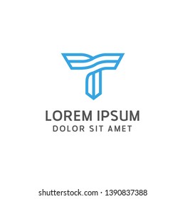 T strip monogram logo simple