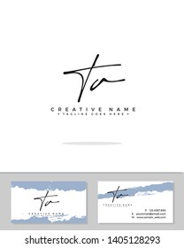 T A TA initial handwriting logo template vector.  signature logo concept