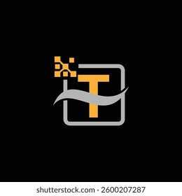 T Tech Logo Design illustration. T Tech Digital Logo Design template	