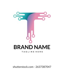 T tech  technology  typography logo