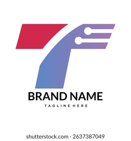 T tech  technology  typography logo