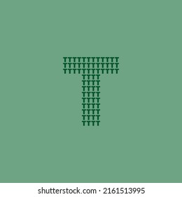 T text pattern for t letter vector conceptual logo,  t-shirt, and graphic element. T typography text unique concept design 