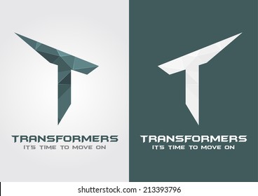 T Transformers icon symbol from an alphabet letter T. Creative design.