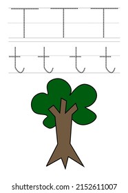 T tree alphabet for trace exercise for kid with illustration
