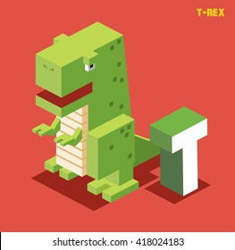 T for t-rex. Animal Alphabet collection. vector illustration