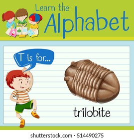 T is for trilobite flashcard