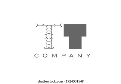 T TT grey white alphabet logo icon for company with geometric style. Creative letter combination design for corporate and business