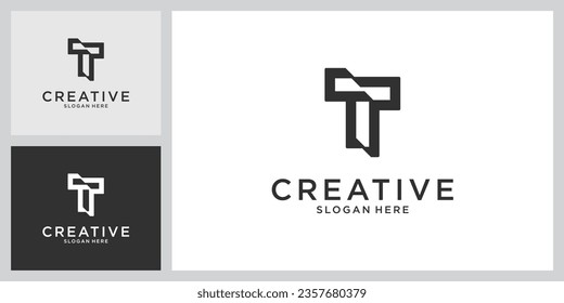 T or TT initial letter logo design vector