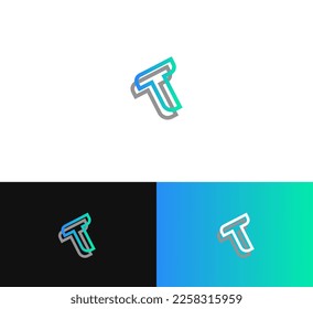 T, TT Buchstaben Logo Design Template Elemente. Modernes abstraktes Logo für digitale Buchstaben. Vektorgrafik. Reflektion T, TT Logo.