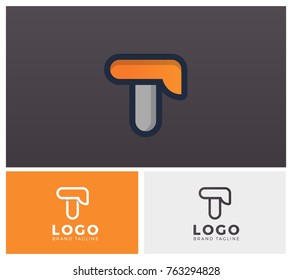 T typo Letter Alphabet Minimal logo Vector design icon in black and white