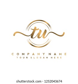 T U Initial handwriting logo vector