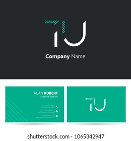 T & U joint logo stroke letter design with business card template