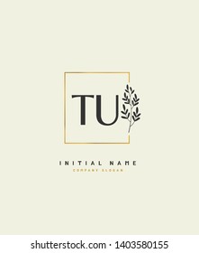 T U TU Beauty vector initial logo of floral and botanical with creative template for any company or business.